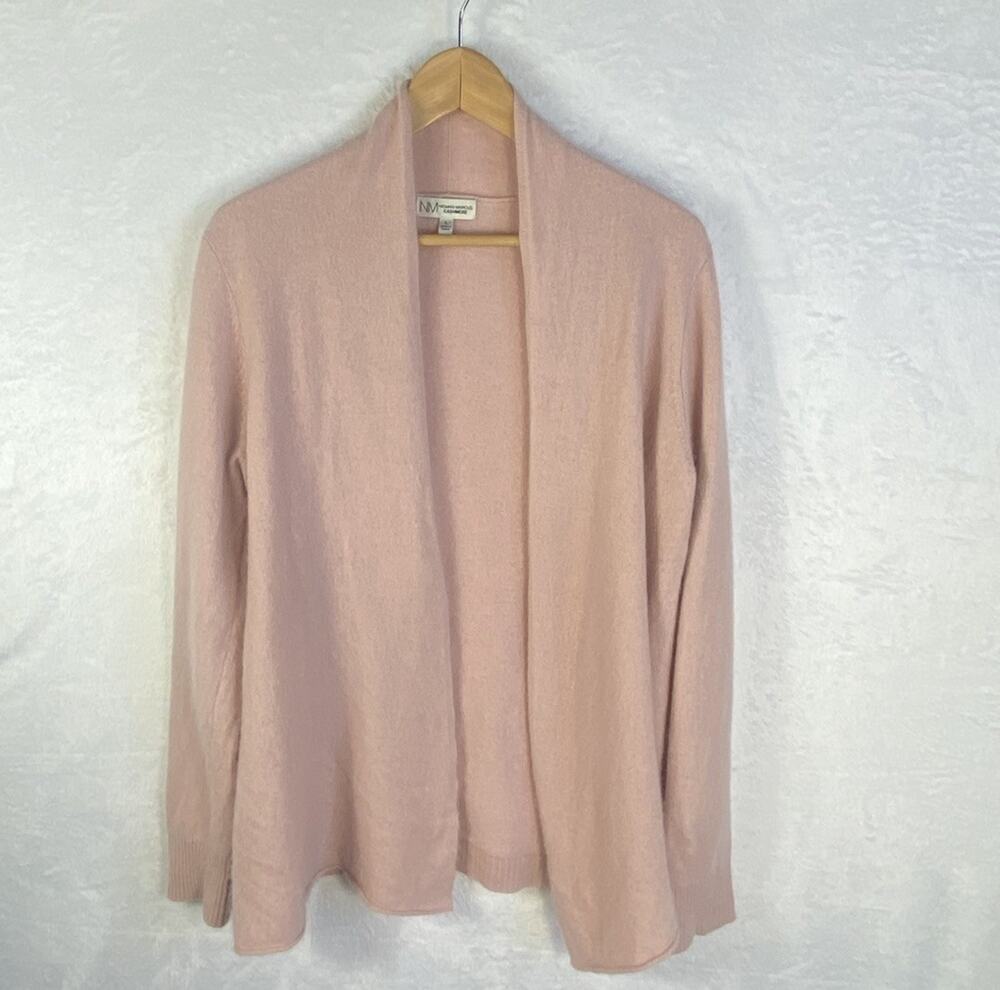 Neiman Marcus 100% Cashmere Cardigan Sweater Women’s L Pink Classic Quiet Luxury